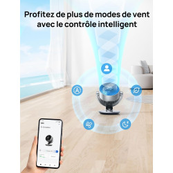 Dreo Ventilateur de table 28 dB, 18 cm, 4 vitesses, 5 modes, minuterie 12h, oscillant à 120° + 90° avec télécommande, commande v