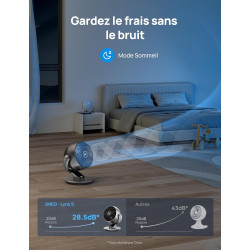 Dreo Ventilateur de table 28 dB, 18 cm, 4 vitesses, 5 modes, minuterie 12h, oscillant à 120° + 90° avec télécommande, commande v