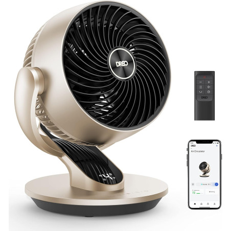 Dreo Ventilateur de table 28 dB, Diam. 18 cm, 4 vitesses, 5 modes, minuterie 12h, oscillant à 120° + 90° avec télécommande, comm