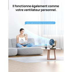 Dreo Ventilateur de table 28 dB, Diam. 18 cm, 4 vitesses, 5 modes, minuterie 12h, oscillant à 120° + 90° avec télécommande, comm