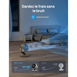 Dreo Ventilateur de table 28 dB, Diam. 18 cm, 4 vitesses, 5 modes, minuterie 12h, oscillant à 120° + 90° avec télécommande, comm