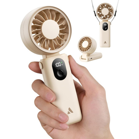 Aecooly mini ventilateur portable puissant à main, rechargeable usb [20h autonomie max], ventilateur de poche avec 3 modes flexi
