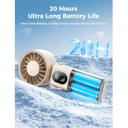 Aecooly mini ventilateur portable puissant à main, rechargeable usb [20h autonomie max], ventilateur de poche avec 3 modes flexi