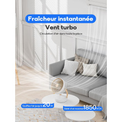 MYCARBON DC Ventilateur Ultra Silencieux 20dB avec Télécommande 1850m³/ h Ventilateur de Table Puissant et Silencieux 8 Vitesses