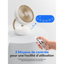 MYCARBON DC Ventilateur Ultra Silencieux 20dB avec Télécommande 1850m³/ h Ventilateur de Table Puissant et Silencieux 8 Vitesses