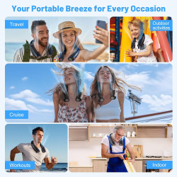 AI Ventilateur de cou portable avec 6 vitesses puissantes, ventilateur personnel ultra silencieux à piles 8000 mAh, ventilateur 