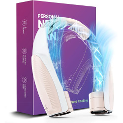 AI Ventilateur de cou portable avec 6 vitesses puissantes, ventilateur personnel ultra silencieux à piles 8000 mAh, rotatif, pou