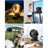 Ventilateur portable rechargeable 12 000 mAh avec pince, télécommande, 44 h, silencieux, 3 vitesses, lumière LED, 360°, minuteur