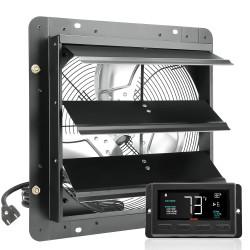 VEVOR Ventilateur d'extraction à volets, 35,6 cm avec contrôleur de température et d'humidité, extracteur d'air de grenier mural
