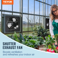 VEVOR Ventilateur d'extraction à volets, 35,6 cm avec contrôleur de température et d'humidité, extracteur d'air de grenier mural