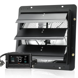 VEVOR Ventilateur d'extraction à volets, 35,6 cm avec contrôleur de température et d'humidité, extracteur d'air de grenier mural