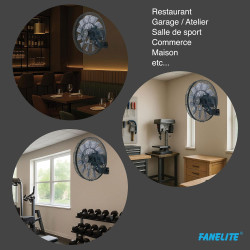 Fanelite Ventilateur mural professionnel FW45-DC – 45 cm – Moteur DC silencieux – Débit d’air 170 m³/min – 6 vitesses – Télécomm