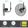 Fanelite Ventilateur mural professionnel FW65-DC – 65 cm – Moteur DC silencieux – Débit d’air 250 m³/min – 6 vitesses – Télécomm