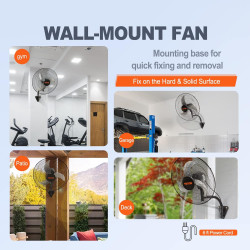 VEVOR Ventilateur mural industriel, 44,45 cm, ventilateur mural oscillant 4000 CFM, 3 vitesses, ventilateur commercial résidenti