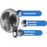 ARDES - AR5W40R Ventilateur mural avec 3 pales rotatives de 40 cm Télécommande Oscillation automatique Minuterie réglable et 3 v