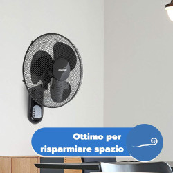 ARDES - AR5W40R Ventilateur mural avec 3 pales rotatives de 40 cm Télécommande Oscillation automatique Minuterie réglable et 3 v
