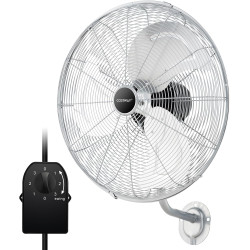 COSTWAY Ventilateur Mural Industriel 51 cm 120W 3 Vitesses, ventilateur Domestique Pales en Aluminium Tête d'Inclinaison Réglabl
