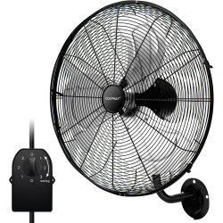 COSTWAY Ventilateur Mural Industriel 51 cm 120W 3 Vitesses, ventilateur Domestique Pales en Aluminium Tête d'Inclinaison Réglabl