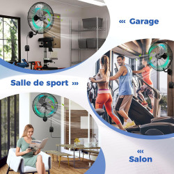COSTWAY Ventilateur Mural Industriel 51 cm 120W 3 Vitesses, ventilateur Domestique Pales en Aluminium Tête d'Inclinaison Réglabl