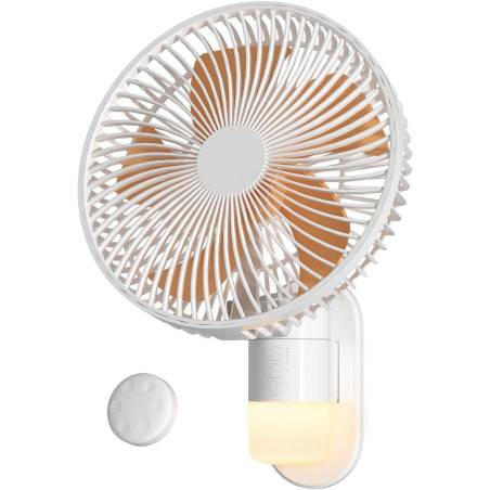 Ventilateur Mural 26 cm avec Éclairage et Télécommande, Silencieux 30 dB, Flux d’Air Puissant 5,2 m/s, Minuterie, Oscillation 90
