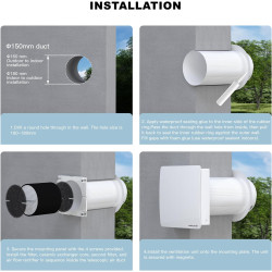 VMC Décentralisée 150 mm avec Récupération de Chaleur Céramique, VMC Double Flux Murale pour Pièce Individuelle, WiFi & Télécomm