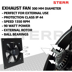 STERR Ventilateur axial 300 mm Ventilateur mural industriel – AXF300B