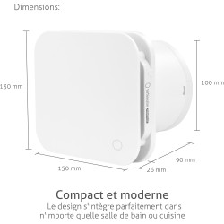 Turbionaire Trend Plus 100 mm Ventilateur, Extracteur de Salle de Bain, Télécommande, 7 Vitesses + Boost, Minuteur, 22dB, Max. 5