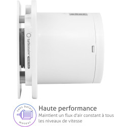 Turbionaire Trend Plus 100 mm Ventilateur, Extracteur de Salle de Bain, Télécommande, 7 Vitesses + Boost, Minuteur, 22dB, Max. 5