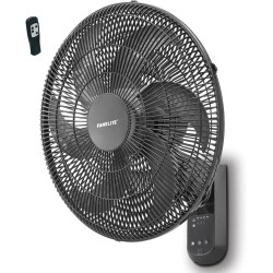 Fanelite - Ventilateur mural W1860-R PG - Diamètre 45 cm - 3 vitesses - Avec télécommande - Minuterie - Grille et hélice plastiq
