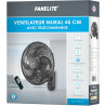 Fanelite - Ventilateur mural W1860-R PG - Diamètre 45 cm - 3 vitesses - Avec télécommande - Minuterie - Grille et hélice plastiq