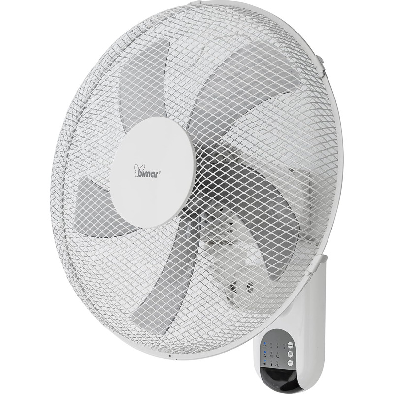 bimar VM45 Ventilateur mural avec télécommande, hélice Ø 40 cm avec 5 pales, 3 vitesses et 3 modes, commandes électroniques, min