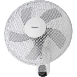 bimar VM45 Ventilateur mural avec télécommande, hélice Ø 40 cm avec 5 pales, 3 vitesses et 3 modes, commandes électroniques, min