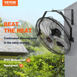 VEVOR Ventilateur mural industriel, 44,6 cm, ventilateur mural oscillant étanche, 3 vitesses, 4150 CFM, ventilateur commercial r