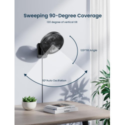 Ventilateur d'oscillation mural silencieux de 21,6 cm avec télécommande et minuteur, 4 vitesses réglables pour petites salles de