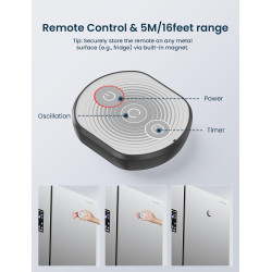 Ventilateur d'oscillation mural silencieux de 21,6 cm avec télécommande et minuteur, 4 vitesses réglables pour petites salles de
