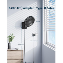 Ventilateur d'oscillation mural silencieux de 21,6 cm avec télécommande et minuteur, 4 vitesses réglables pour petites salles de