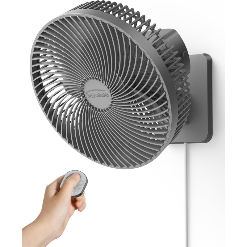 Ventilateur mural oscillant de 25,4 cm avec télécommande et minuteur, ventilateur de petite chambre à coucher avec 4 vitesses, f