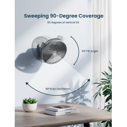 Ventilateur mural oscillant de 25,4 cm avec télécommande et minuteur, ventilateur de petite chambre à coucher avec 4 vitesses, f