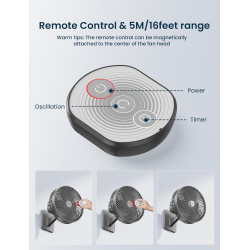 Ventilateur mural oscillant de 25,4 cm avec télécommande et minuteur, ventilateur de petite chambre à coucher avec 4 vitesses, f