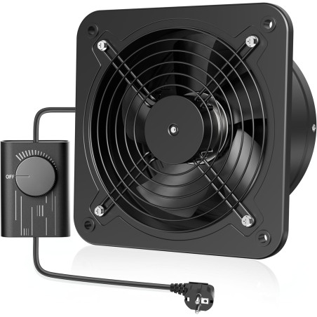 Hon&Guan Extracteur d'air Mural Industrial 200mm avec Régulateur de Vitesse, Ventilateur d'extraction d'air pour Garage Entrepôt