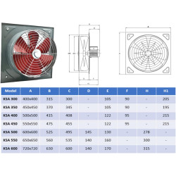 350mm Ventilateur mural Finestre, 500 W Variateur de vitesse Moteur Ventilateurs extracteur aspiracion ventilacion