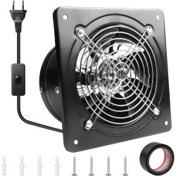 Aicharynic Ventilateur d'extraction d'air 150 mm 525 m³/h avec clapet de retour - Silencieux - En métal - 38 W - Prise européenn