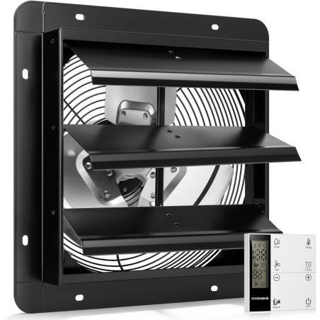 VIVOHOME 300 mm Ventilateur d'Extraction à Volets Extracteur d'Air Industriel Mural avec Moteur EC 1305 m³/h avec Minuterie Vite
