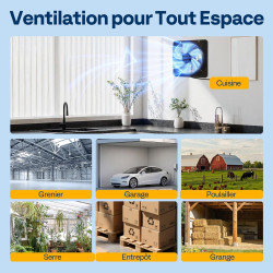 VIVOHOME 250 mm Ventilateur d'Extraction à Volets Extracteur d'Air Industriel Mural avec 10 Vitesses Réglables Moteur EC pour Se