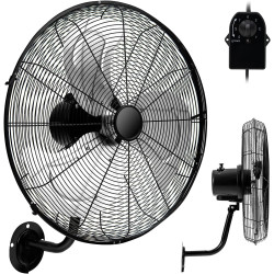 RELAX4LIFE Ventilateur Mural Industriel Dia.55CM à 3 Vitesses, Ventilateur Mural Oscillant 120W, Rotation Horizontale Verticale,
