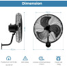 RELAX4LIFE Ventilateur Mural Industriel Dia.55CM à 3 Vitesses, Ventilateur Mural Oscillant 120W, Rotation Horizontale Verticale,