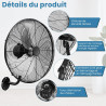 RELAX4LIFE Ventilateur Mural Industriel Dia.55CM à 3 Vitesses, Ventilateur Mural Oscillant 120W, Rotation Horizontale Verticale,