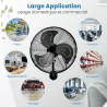 RELAX4LIFE Ventilateur Mural Industriel Dia.55CM à 3 Vitesses, Ventilateur Mural Oscillant 120W, Rotation Horizontale Verticale,