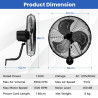 SOARS Ventilateur Mural φ56 CM 120W, Vitesses, Angle Vertical 30° & Angle Horizontal Automatique 85°, Ventilateur Industriel pou