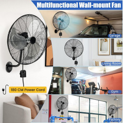 SOARS Ventilateur Mural φ56 CM 120W, Vitesses, Angle Vertical 30° & Angle Horizontal Automatique 85°, Ventilateur Industriel pou